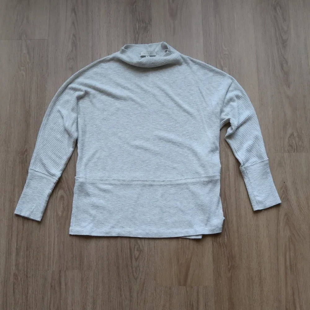 Anthropologie Eri +Ali Sweater Holdrege Heathered Grey Ribbed Knit Size Medium - Picture 2 of 7